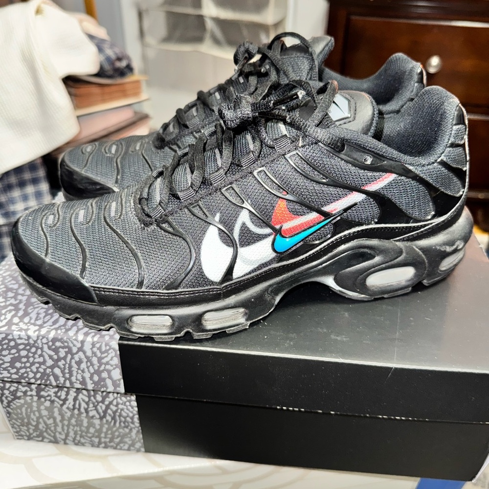 Nike Black Running Shoes with Multicolor Swoosh